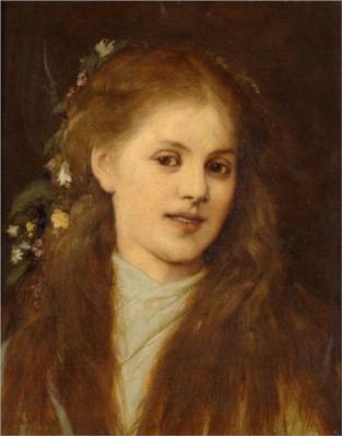 אשה ופרחים בשערה, Gabriel von Max, פראג-אוסטריה